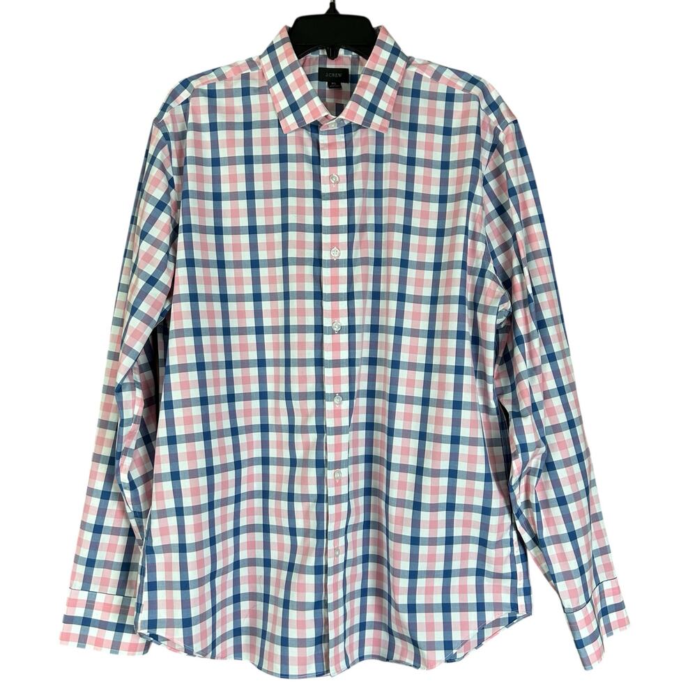 J.Crew Shirt Men Size XL Slim Fit Light Blue Pink Check Classic Preppy Button Up